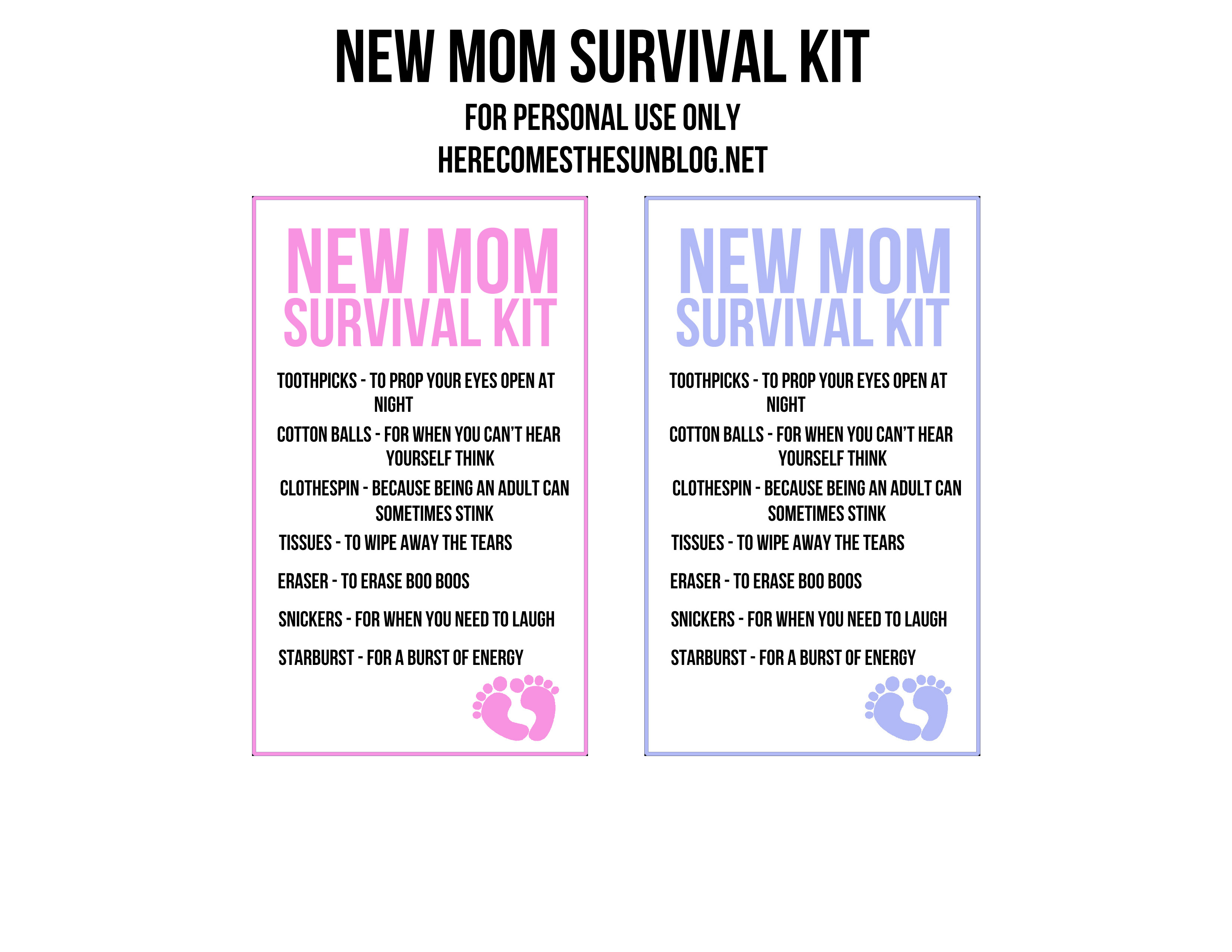New Mom Survival Kit Gift Here Comes The Sun