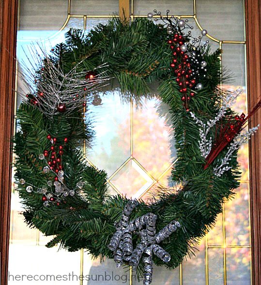 red and silver christmas wreath