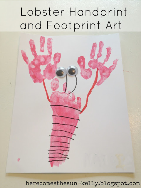 Lobster Handprint and Footprint Art