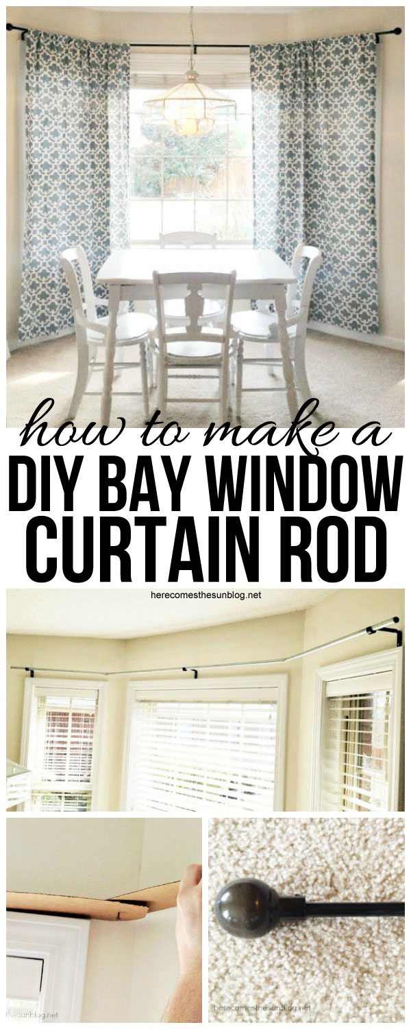 Easy DIY Bay Window Curtain Rod from herecomesthesunblog.net