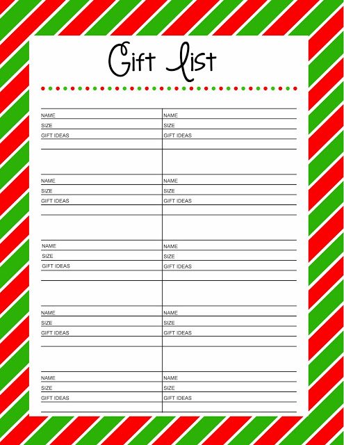 Free Printable Christmas Gift List 