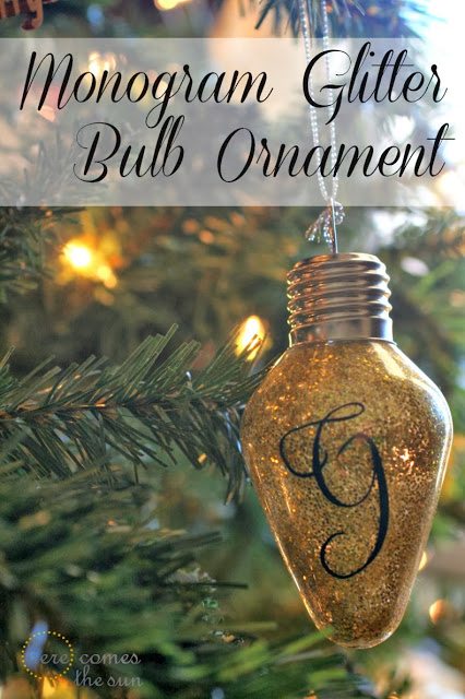 Monogram Glitter Bulb Ornament
