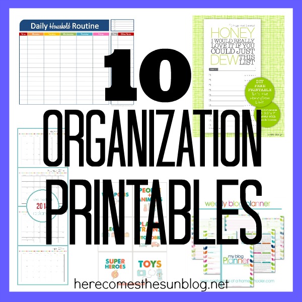 10 Organization Printables