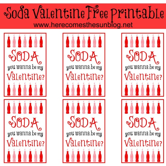 Free Printable Soda Valentine I herecomesthesunblog.net