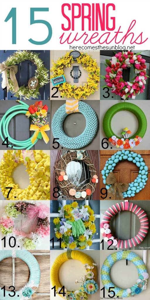 15 Beautiful Spring Wreaths | herecomesthesunblog.net