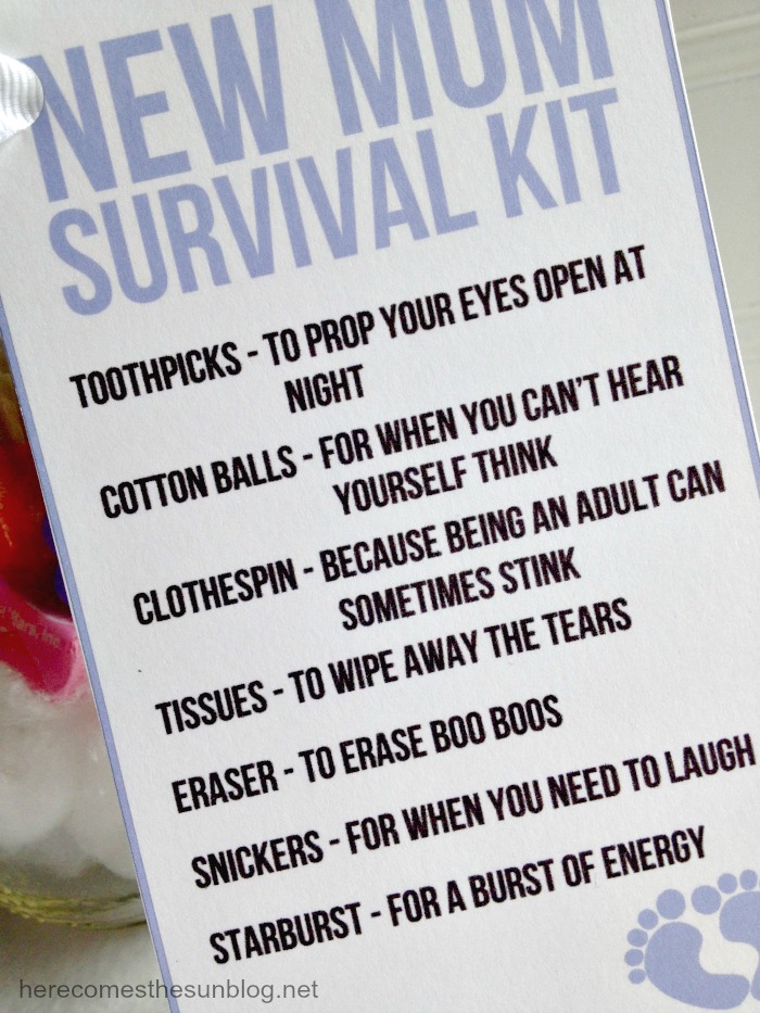 New Mom Survival Kit printable