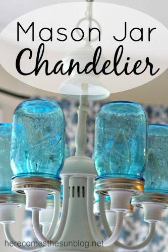 Turn your existing light fixture into this amazing Mason Jar Chandelier in just a few easy steps!