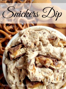 This Snickers Dip recipe uses only 4 ingredients and is super easy to make. #Chocolate4TheWin #shop