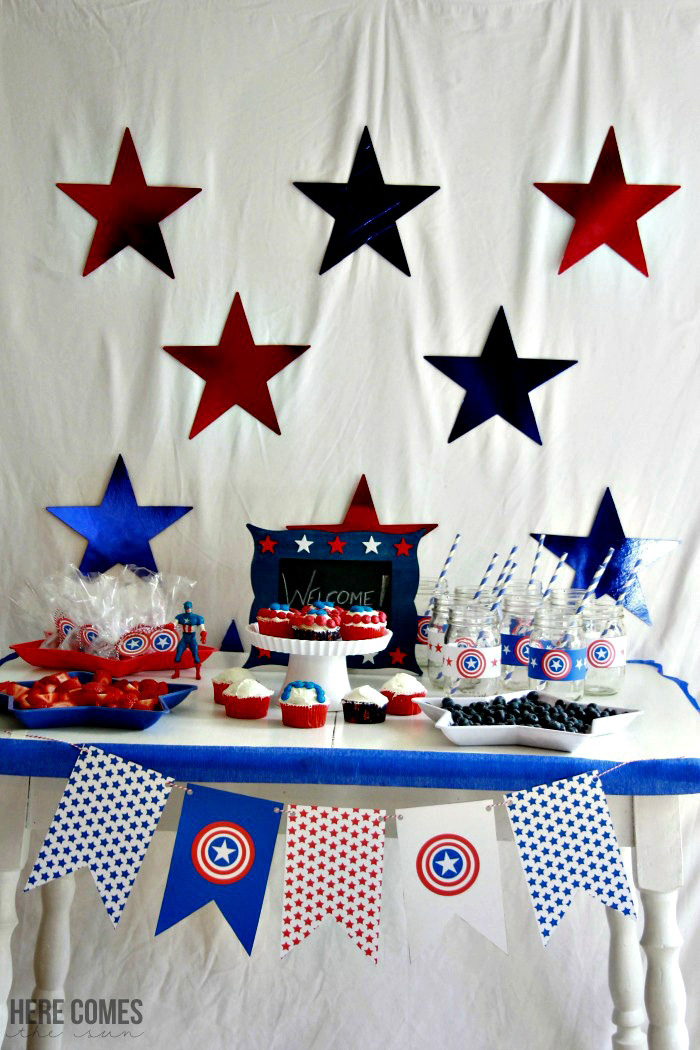 You can throw a "SUPER" Captain America Party with these ideas and free printables! #HeroesEatMMs #CollectiveBias #shop