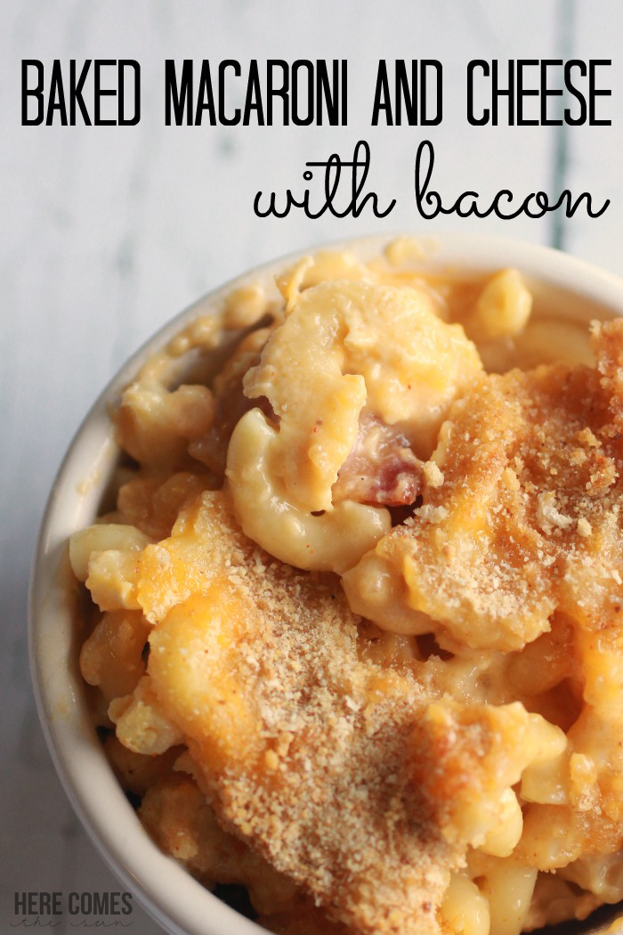 Easy Baked Macaroni and Cheese with Bacon Recipe! So delicious!