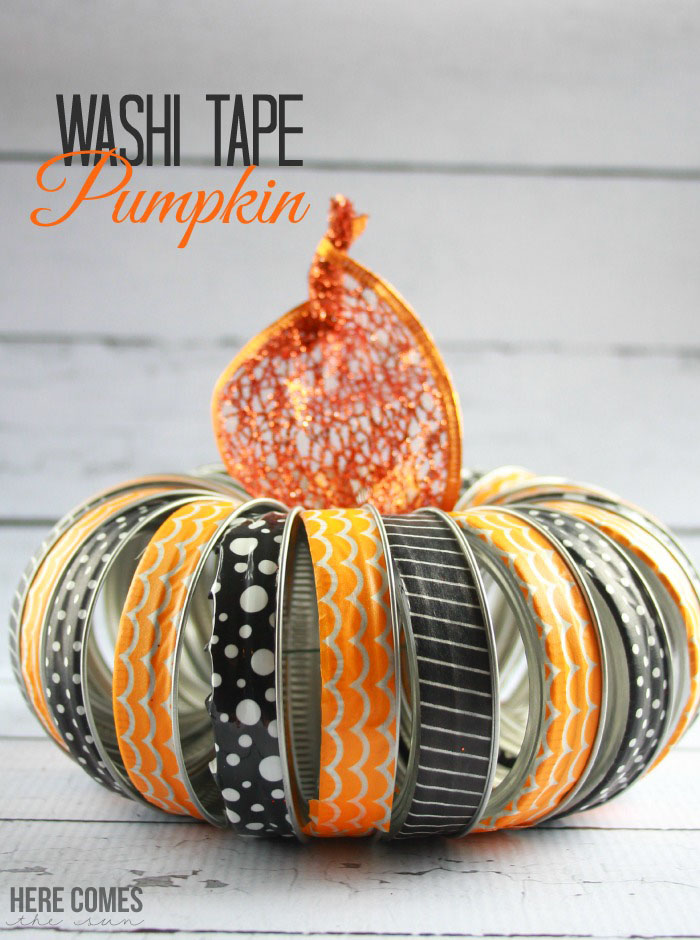 Create this cute #Halloween decor with mason jar lids and washi tape!