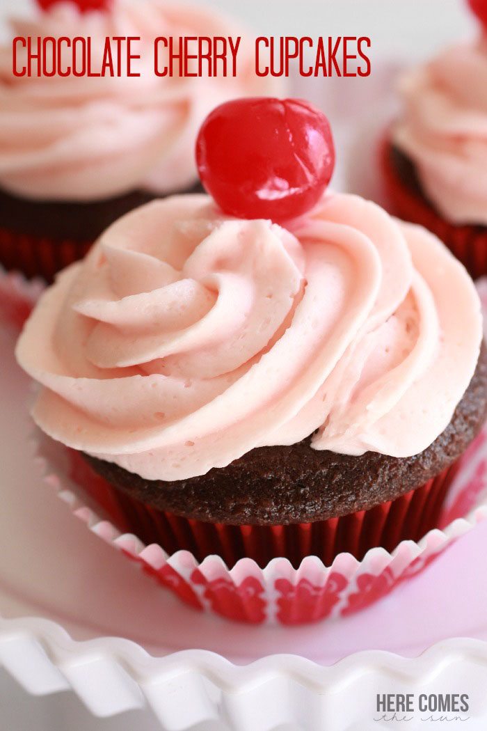 Delicious Chocolate Cherry Cupcakes! Perfect for a Valentine's Day party!