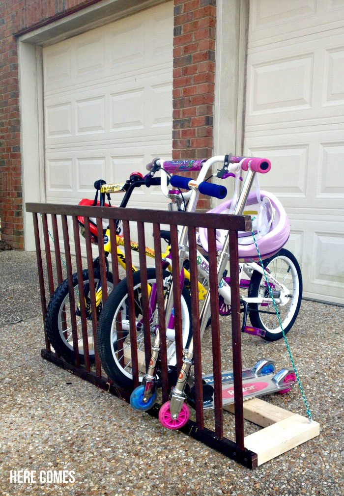 DIY Bike Rack made from a crib rail!