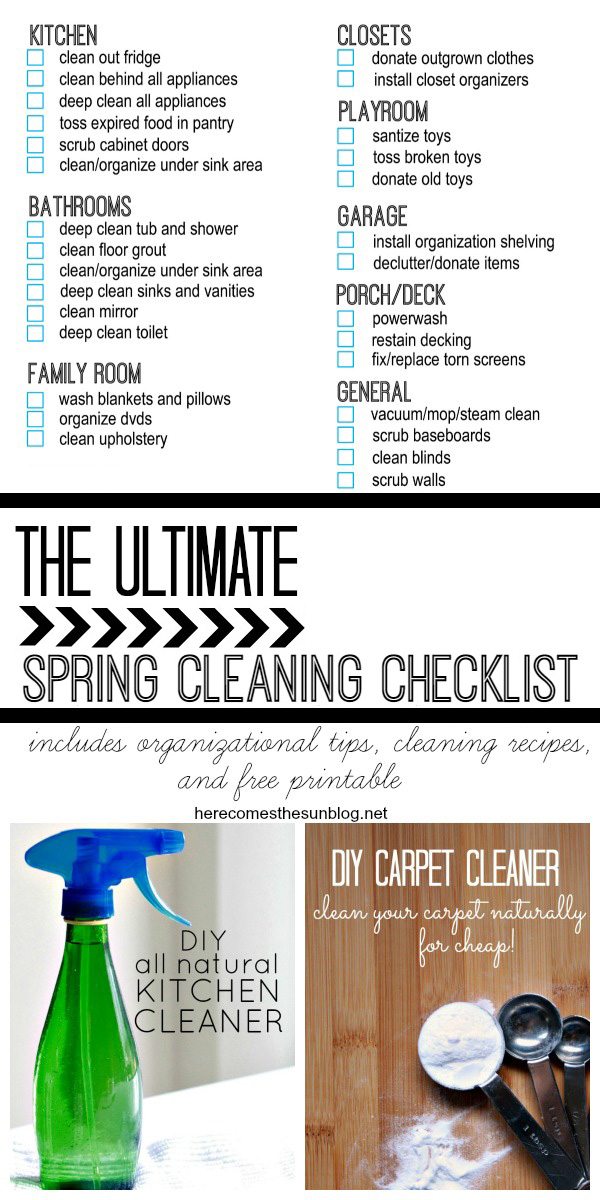 This Ultimate Spring Cleaning Checklist will help you tackle the dreaded chores of cleaning and organizing. Includes organizational tips, printables and cleaning recipes!