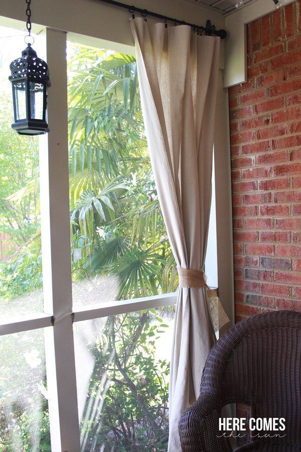 Make these drop cloth porch curtains for about $10 per panel!