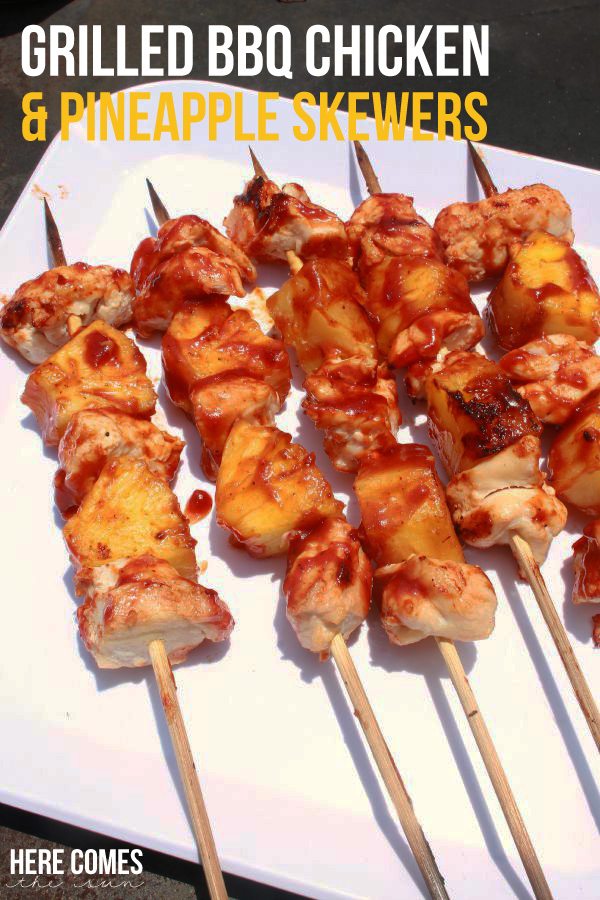 Mouthwatering BBQ Chicken and Pineapple Skewers recipe! #WeberBBQSauces #ad