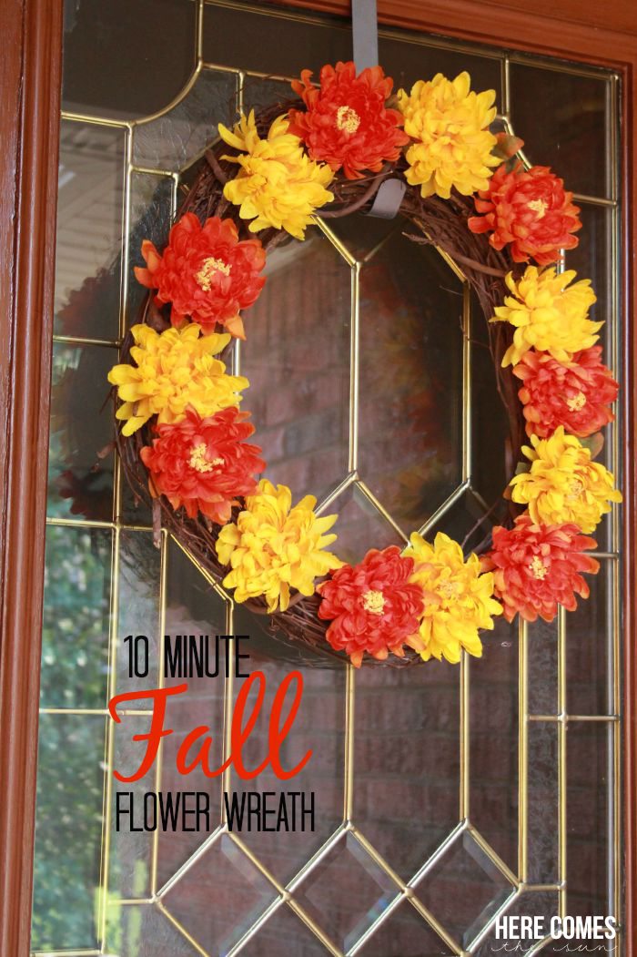 Create a beautiful fall flower wreath for your front door in 10 minutes with this easy tutorial