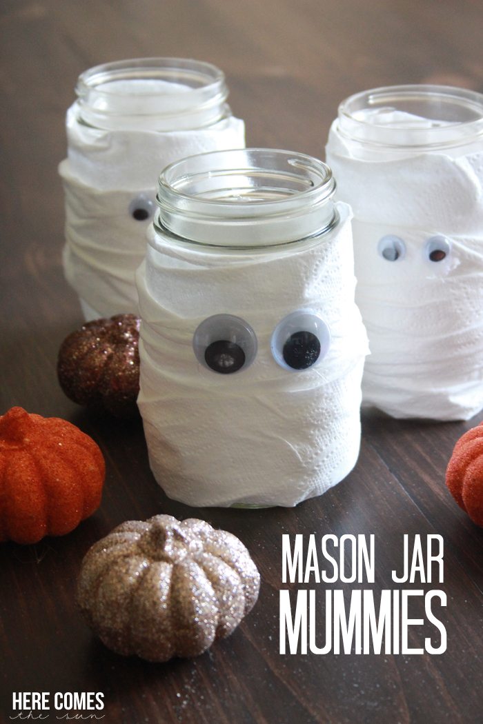 Mason Jar Mummies add a spooky touch to your Halloween party. 