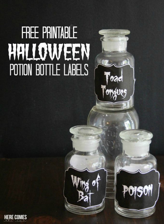 Free printable spooky Halloween Potion Bottle Labels! These will be perfect for my Halloween party!