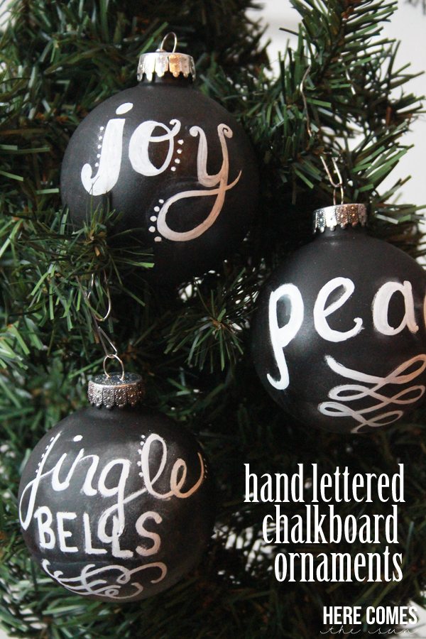 Hand Lettered Chalkboard Ornaments! So beautiful on your tree.