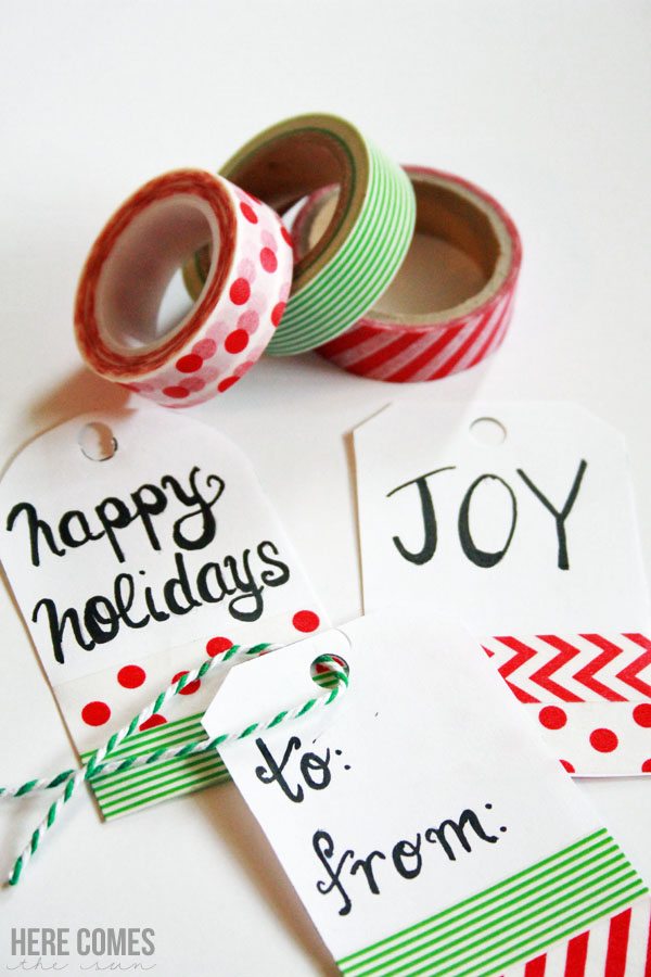 Create fun washi tape Christmas gift tags!