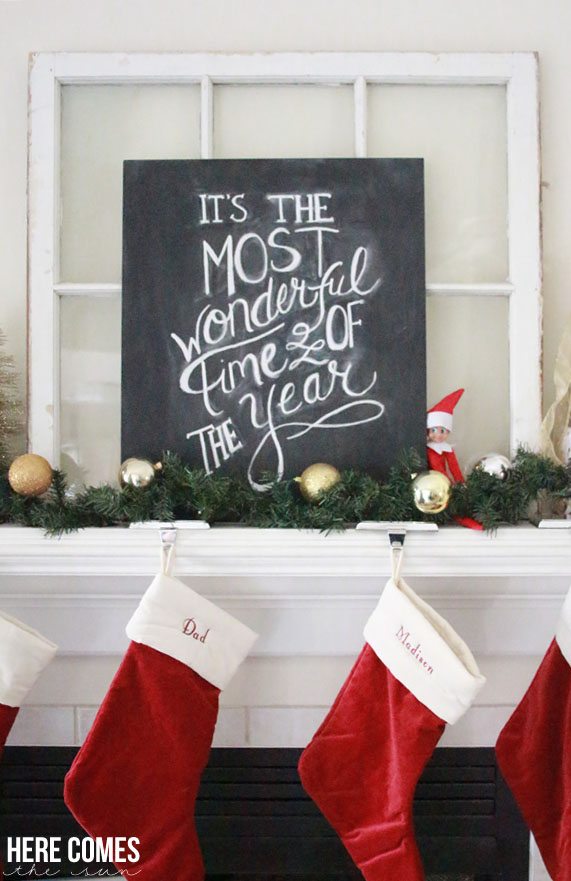 Hand lettered Christmas chalkboard art adds a special touch to any holiday decor!