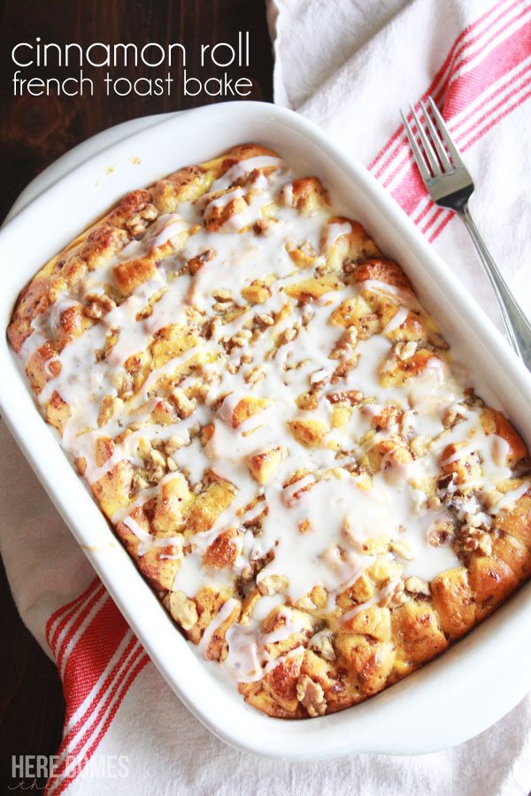 Cinnamon Roll French Toast Bake - easy to make for breakfast and the perfect meal for Christmas morning! Sponsored by General Mills