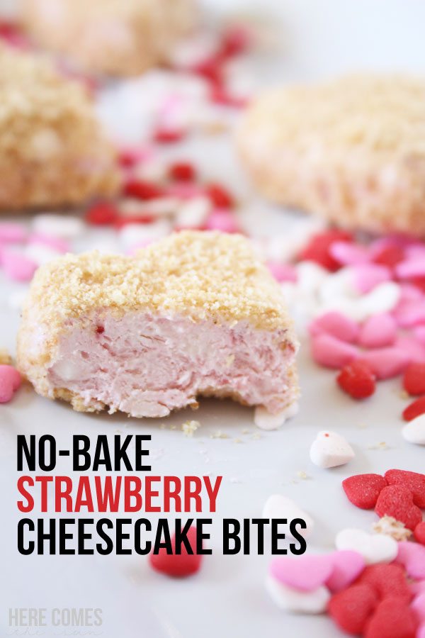 No-Bake Strawberry Cheesecake Bites! These are so easy to make and taste amazing!