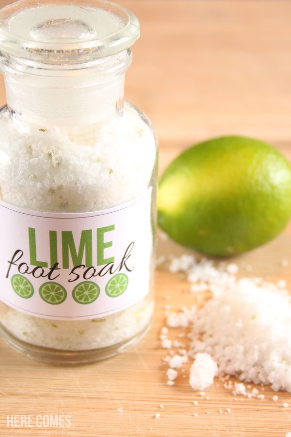 Lime foot soak smells AMAZING and is the perfect solution to tired achy feet.