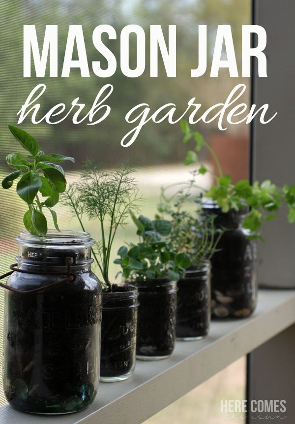 Mason Jar Herb Garden... I love this idea because I can have a garden even though I don't have much outdoor space!