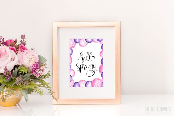 This hand lettered watercolor spring printable will look so beautiful displayed In your home!