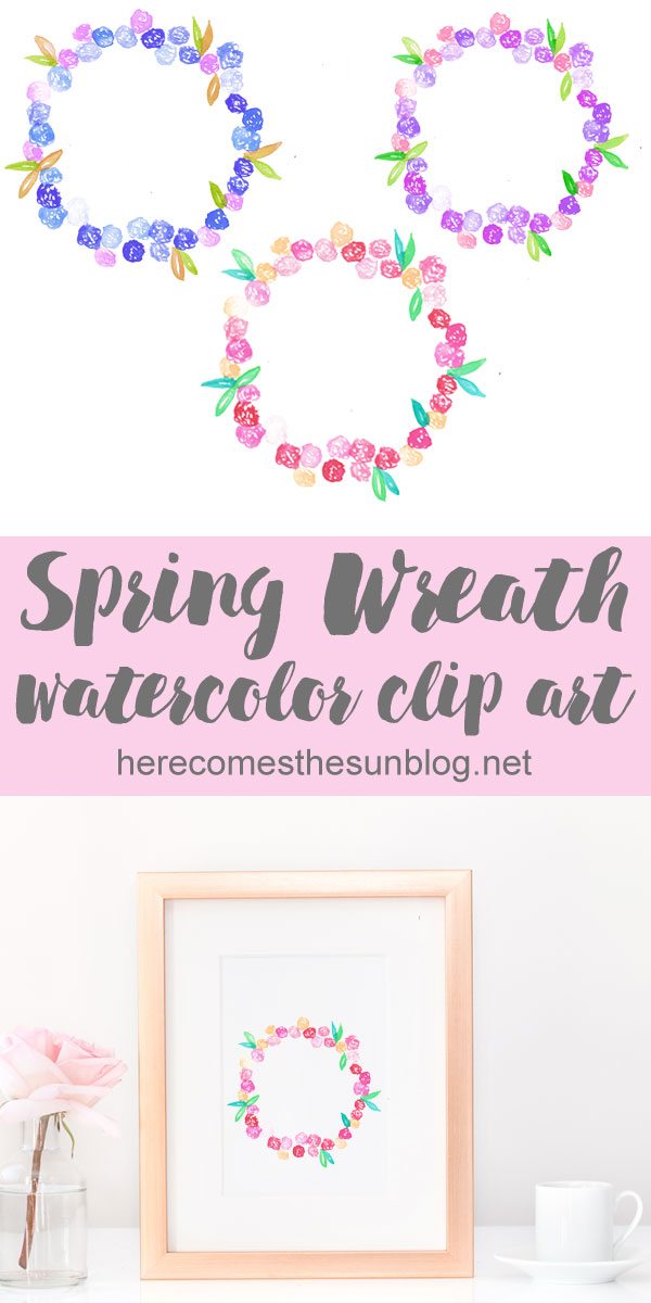 Use this beautiful spring wreath watercolor clip art in all your Spring designs!
