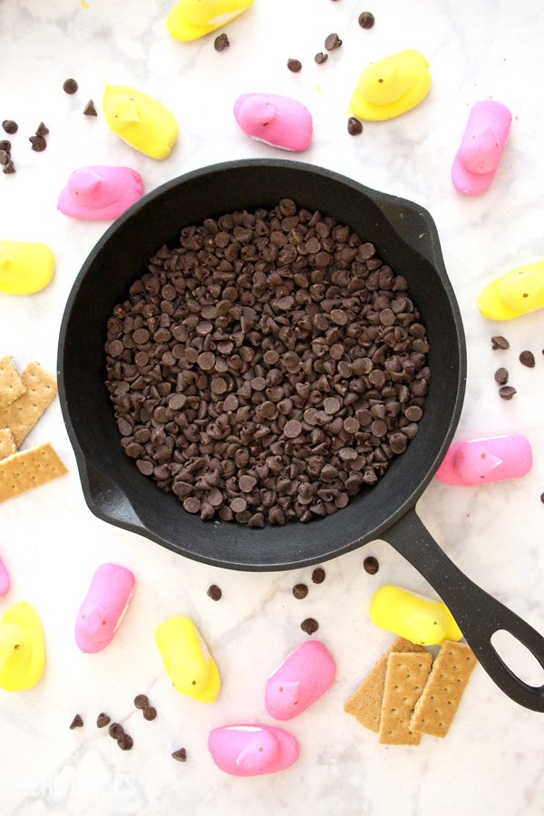 Make this ooey gooey delicious Peeps S'mores dip in less than 10 minutes!