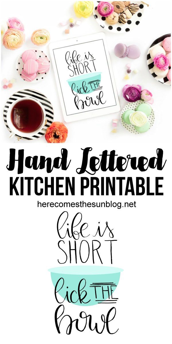 hand lettered kitchen printable