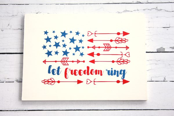 This patriotic wooden sign is easy to make with a Silhouette or Cricut machine. Get the free cut file and make this gorgeous decor piece.