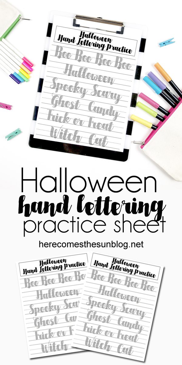 This Halloween hand lettering practice sheet is perfect for beginners and all levels.