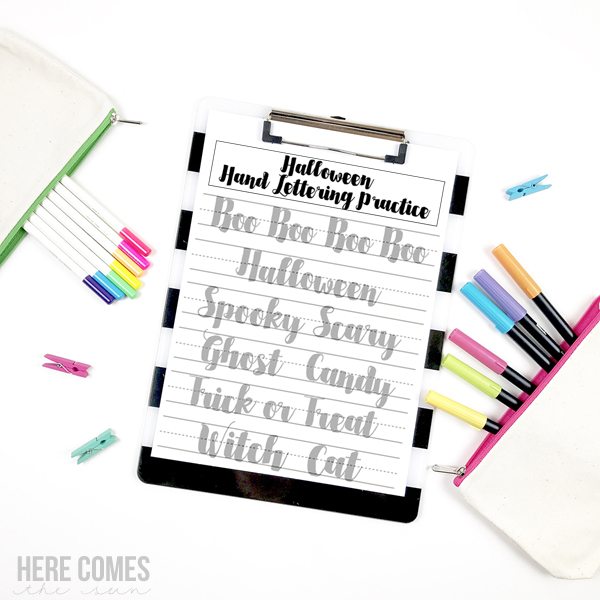  This Halloween hand lettering practice sheet is perfect for beginners and all levels.