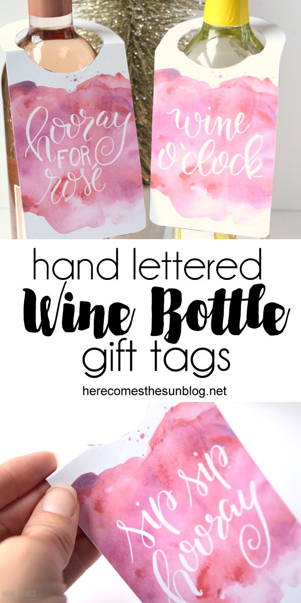 These wine bottle gift tags are perfect for holiday hostess gifts. Print, cut and attach to your favorite bottle for an instant gift.