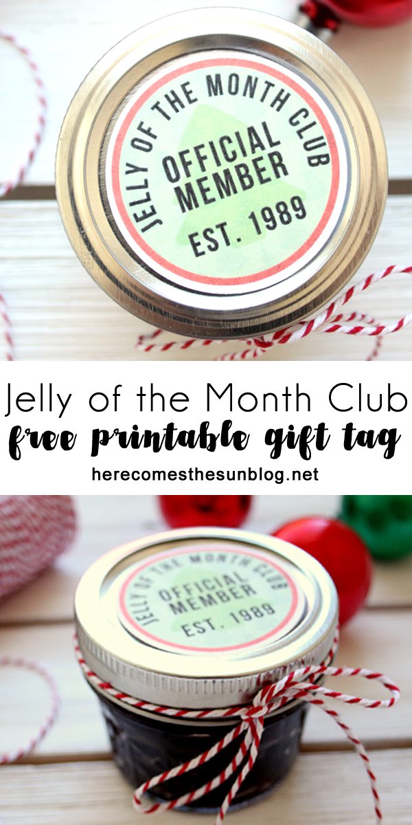 These jelly of the month club gift tags will be the hit of your Christmas exchange or party.