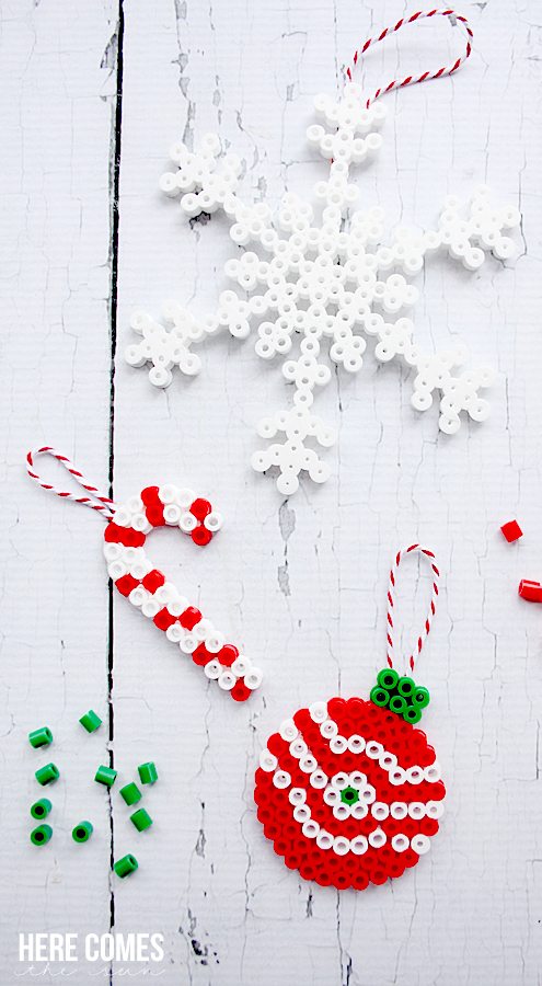 These perler bead Christmas ornaments are so pretty and easy to make. These are the perfect holiday craft for the whole family.