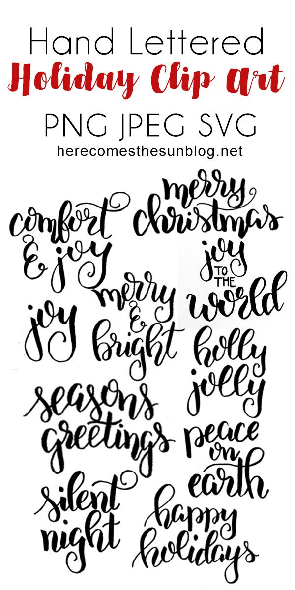 These hand lettered holiday clip art and svg files are perfect for your holiday projects.