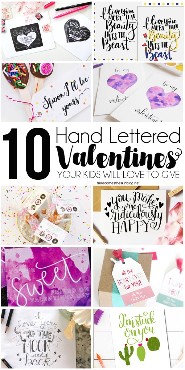 These hand lettered valentines are so unique and fun your kid will love to give them to friends.