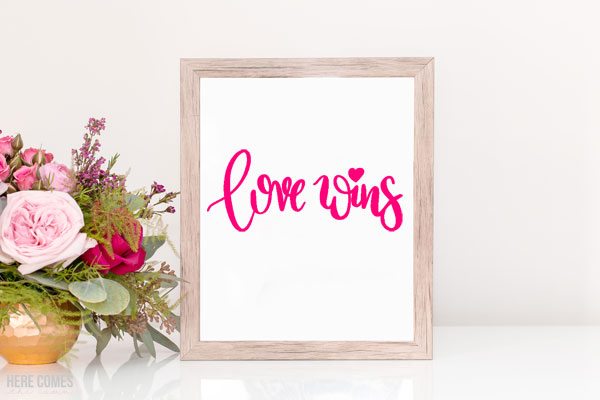 Use this Love Wins cut file anywhere you want to display this important message. Simply cut out using a Silhouette or Cricut.