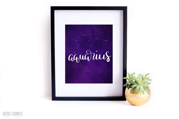 This hand lettered constellation print is the perfect addition to a nursery or space themed room