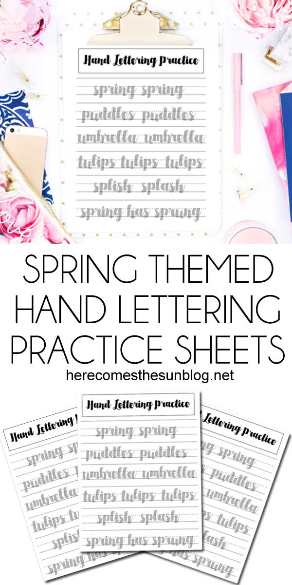 Use these spring hand lettering practice sheets to get started in hand lettering or to brush up on your skills.