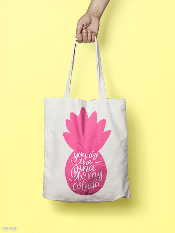 pink pineapple print on a bag