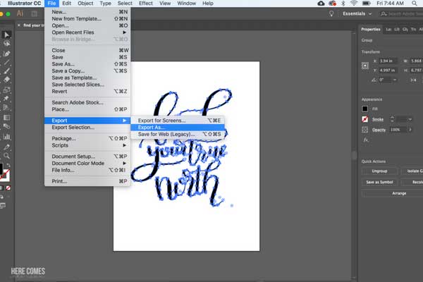 vectorize hand lettering on computer screen