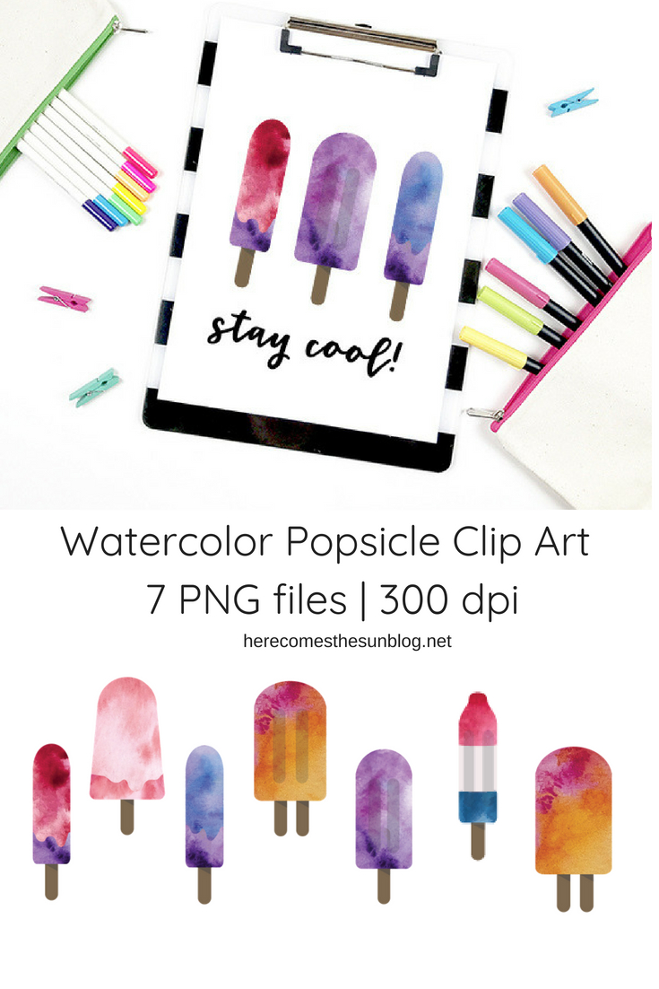 watercolor popsicle clip art