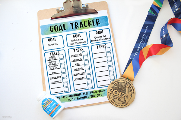 goal tracking printable and motivational print