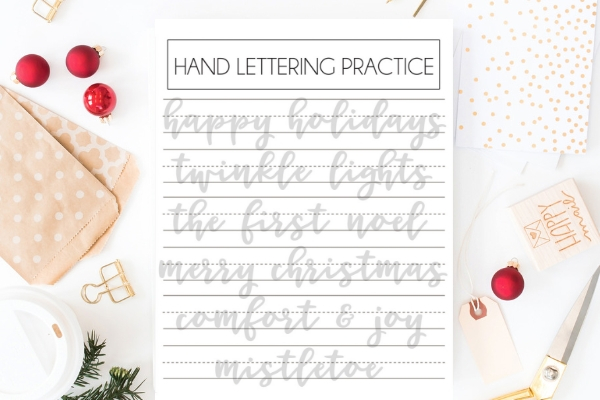 holiday hand lettering practice sheets